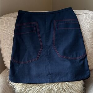 Brooks Brothers Navy Mini Skirt with Red Topstitching